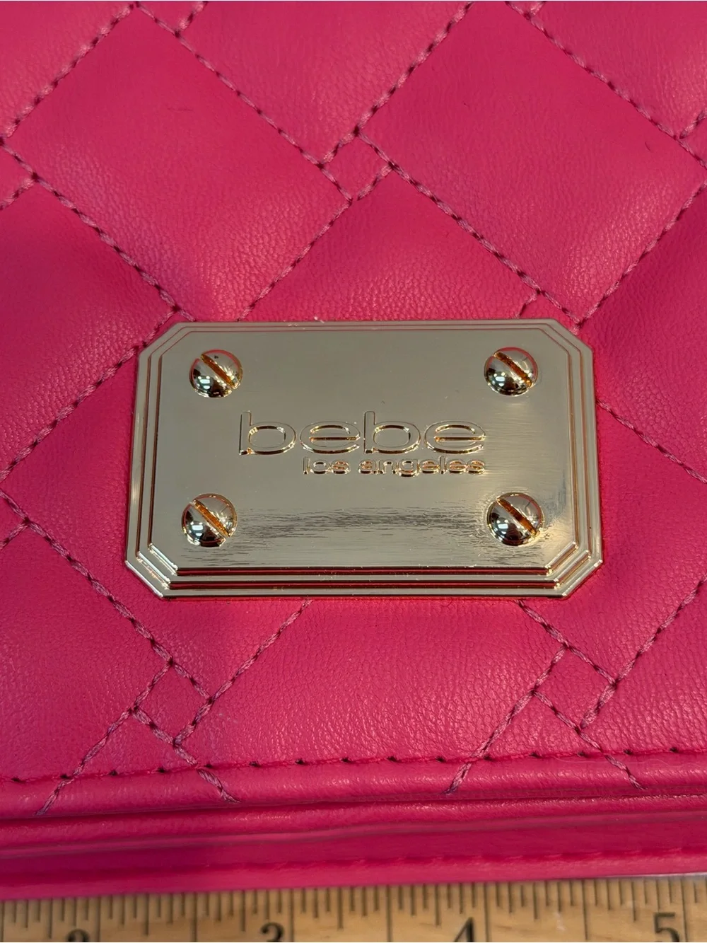 bebe Stanley Crossbody Bag in Barbie Pink with Chain Strap